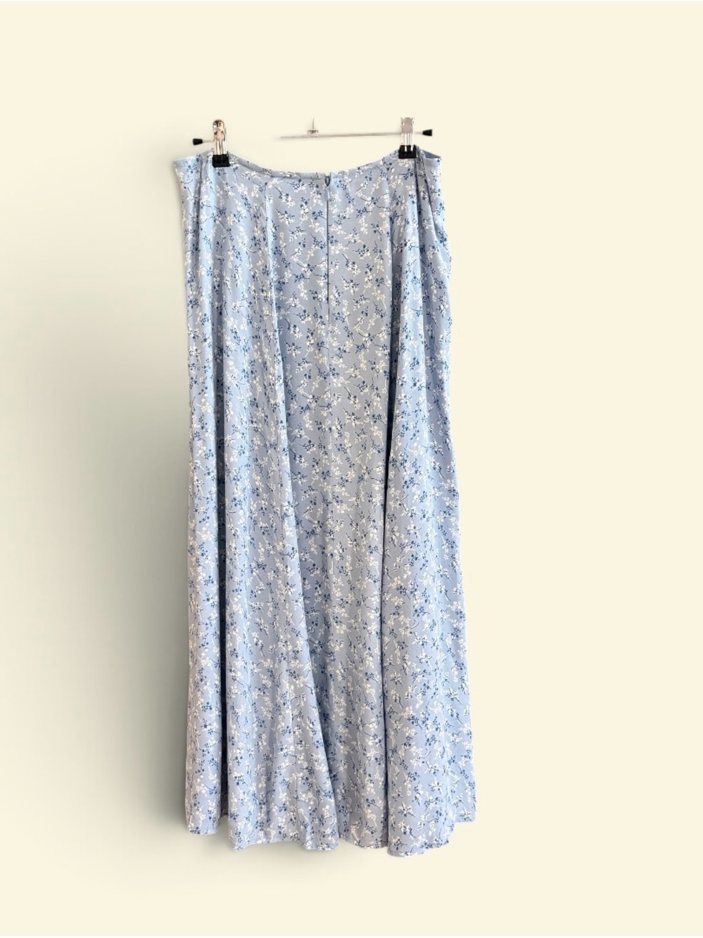Reformation Floral Midi Skirt Blue White High Rise Front Slit Romantic - Picture 2 of 12
